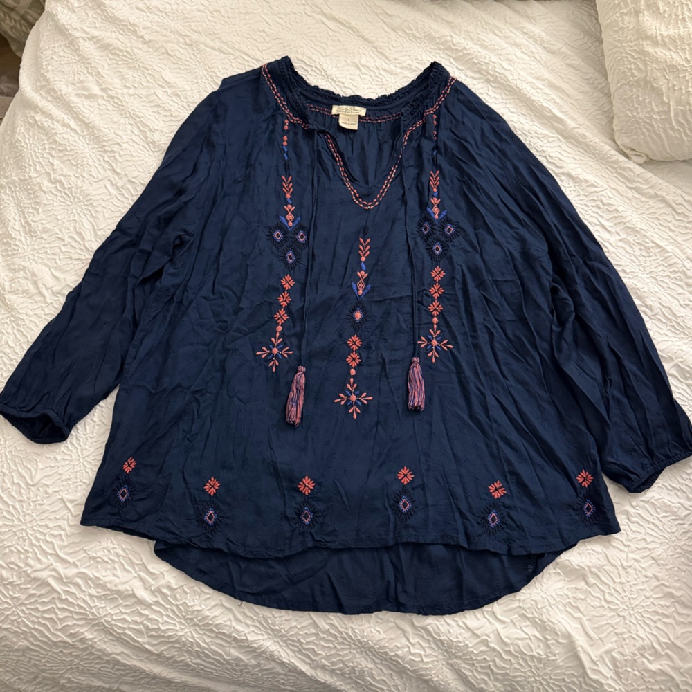 Lucky Brand Navy Flowy Blouse